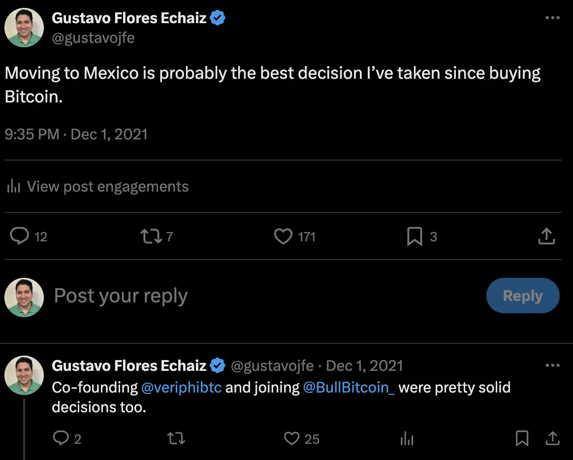 Gustavo tweeting about moving to Mexico